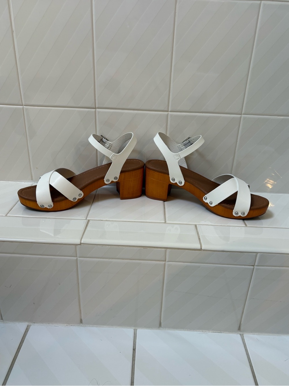 Cushionaire White Ankle-Strap Block Heel Sandal - Picture 6 of 12